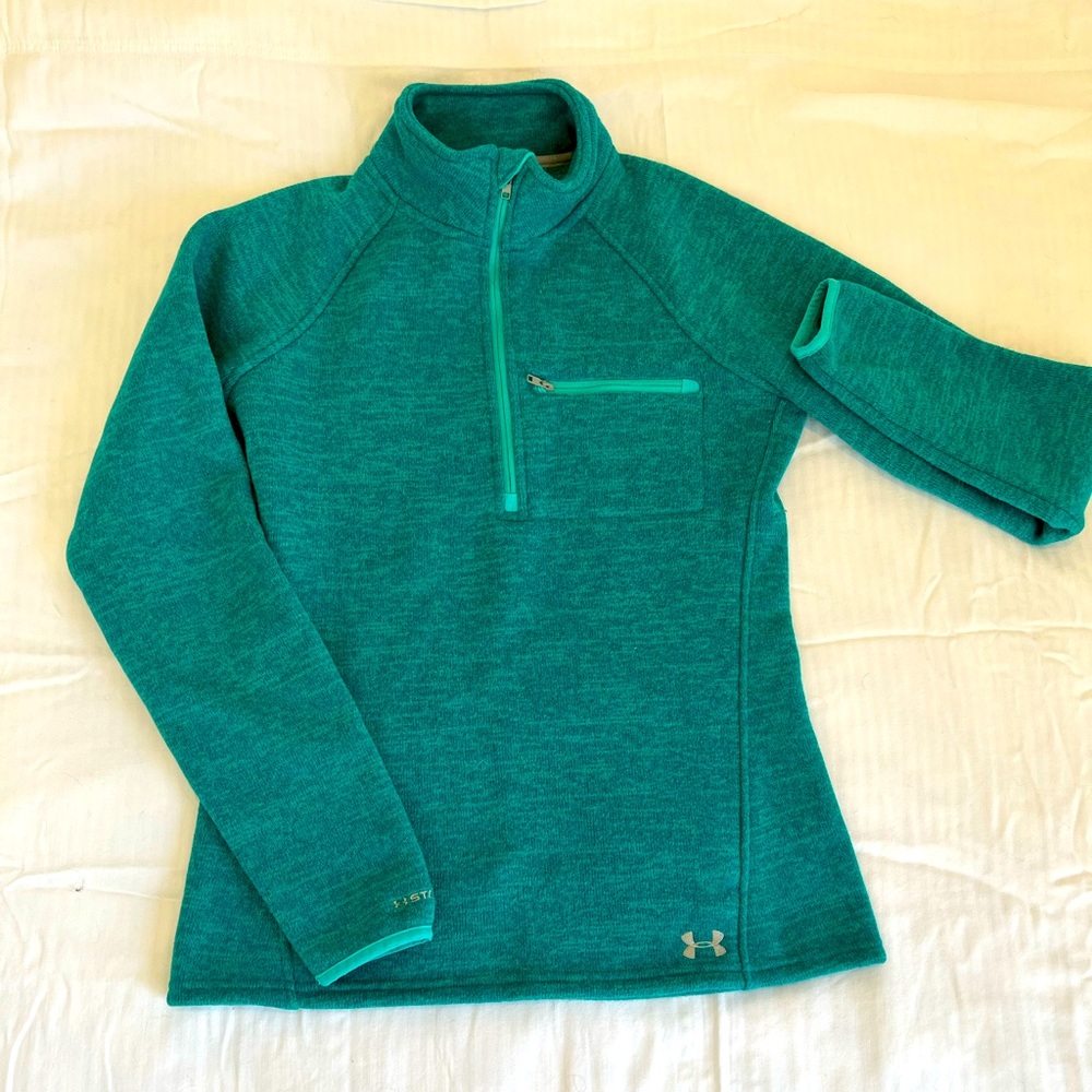 Under Armour Teal Fleece Cold Gear Quarter-Zip Size M